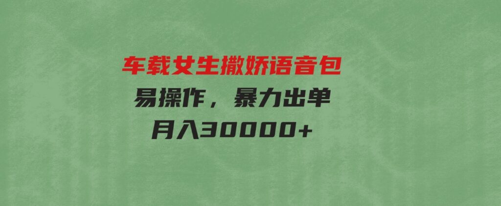 （9710期）车载女生撒娇语音包，易操作，暴力出单，月入30000+-柚子资源网