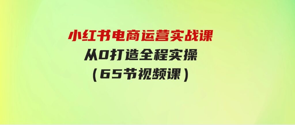 （9724期）小红书电商运营实战课，​从0打造全程实操（65节视频课）-柚子资源网