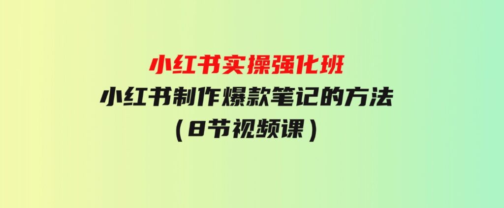 （9755期）小红书实操强化班，小红书制作爆款笔记的方法（8节视频课）-柚子资源网