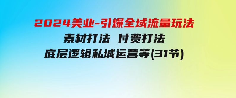 2024美业-引爆全域流量玩法，素材打法付费打法底层逻辑私城运营等(31节)-柚子资源网