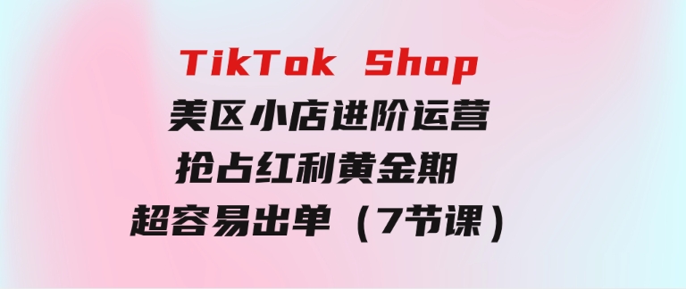 TikTokShop-美区小店进阶运营，抢占红利黄金期超容易出单（7节课）-柚子资源网