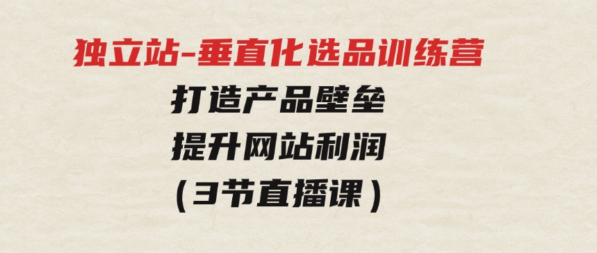 独立站-垂直化选品训练营，打造产品壁垒，提升网站利润（3节直播课）-柚子资源网