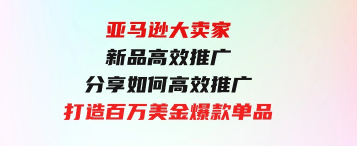 亚马逊大卖家-新品高效推广，分享如何高效推广，打造百万美金爆款单品-柚子资源网