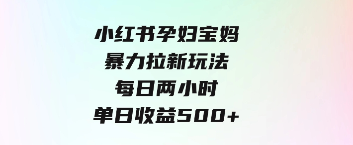 小红书孕妇宝妈暴力拉新玩法，每日两小时，单日收益500+-柚子资源网