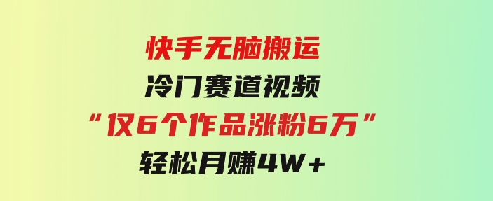 快手无脑搬运冷门赛道视频“仅6个作品涨粉6万”轻松月赚4W+-柚子资源网