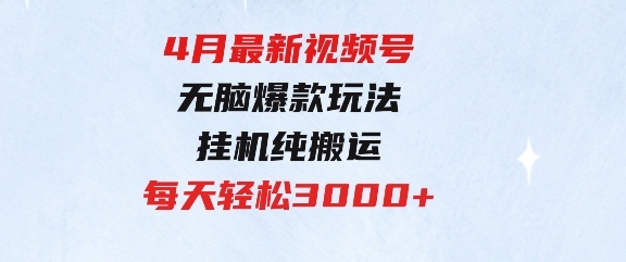 4月最新视频号无脑爆款玩法，挂机纯搬运，每天轻松3000+-柚子资源网