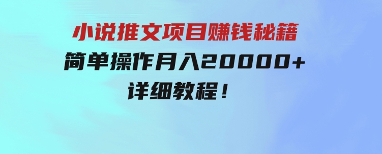 简单操作，月入20000+，详细教程！小说推文项目赚钱秘籍！-柚子资源网