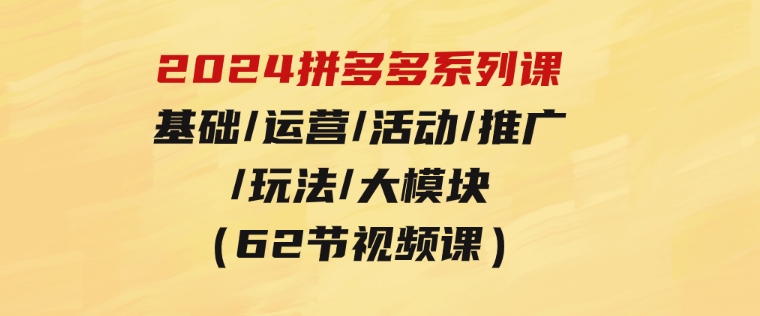 2024拼多多系列课：基础/运营/活动/推广/玩法/大模块（62节视频课）-柚子资源网