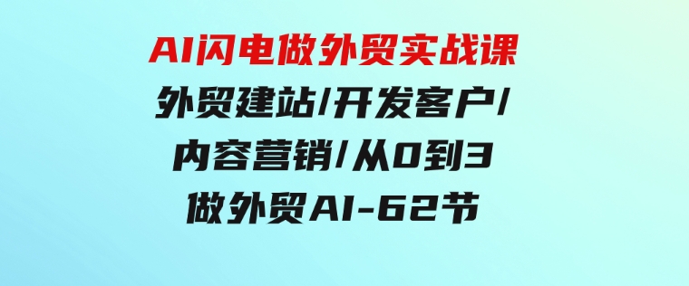 AI闪电做外贸实战课，外贸建站/开发客户/内容营销/从0到3做外贸AI-62节-柚子资源网