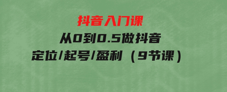 抖音入门课，从0到0.5做抖音，定位/起号/盈利（9节课）-柚子资源网