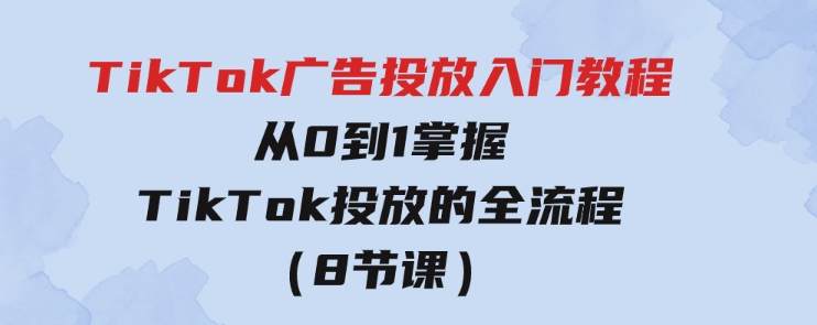 TikTok广告投放入门教程，从0到1掌握TikTok投放的全流程（8节课）-柚子资源网