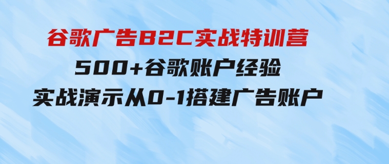 谷歌广告B2C实战特训营，500+谷歌账户经验，实战演示从0-1搭建广告账户-柚子资源网