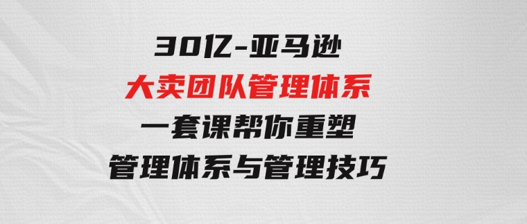 30亿-亚马逊大卖团队管理体系，一套课帮你重塑管理体系与管理技巧-柚子资源网