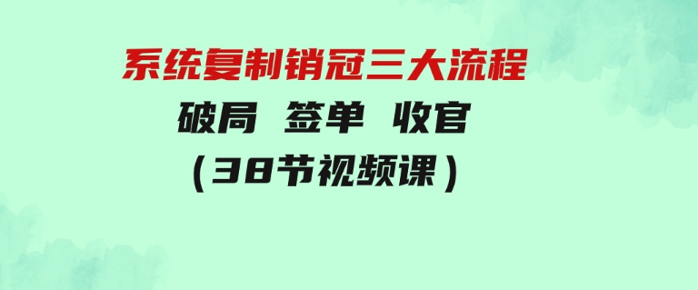 系统复制销冠三大流程，破局签单收官（38节视频课）-柚子资源网