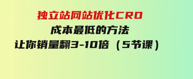 独立站网站优化CRO，成本最低的方法，让你销量翻3-10倍（5节课）-柚子资源网