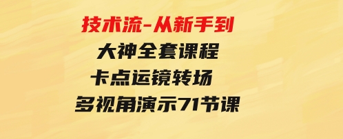 技术流-从新手到大神全套课程，卡点运镜转场多视角演示通俗易懂-71节课-柚子资源网