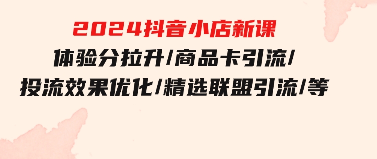 2024抖音小店新课，体验分拉升/商品卡引流/投流效果优化/精选联盟引流/等-柚子资源网