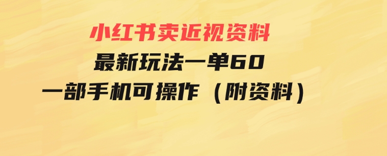 小红书卖近视资料最新玩法，一单60月入过万，一部手机可操作（附资料）-柚子资源网