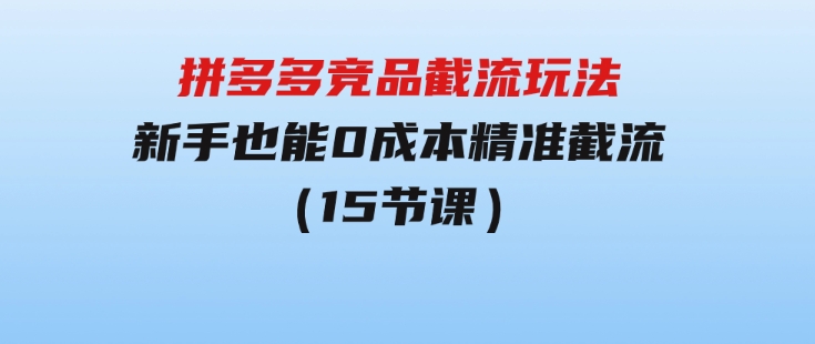 拼多多竞品截流玩法，新手也能0成本精准截流（15节课）-柚子资源网