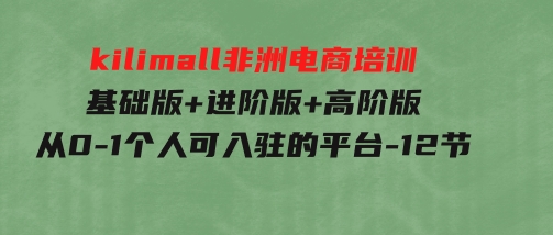 kilimall非洲电商培训，基础版+进阶版+高阶版从0-1个人可入驻的平台-12节-柚子资源网