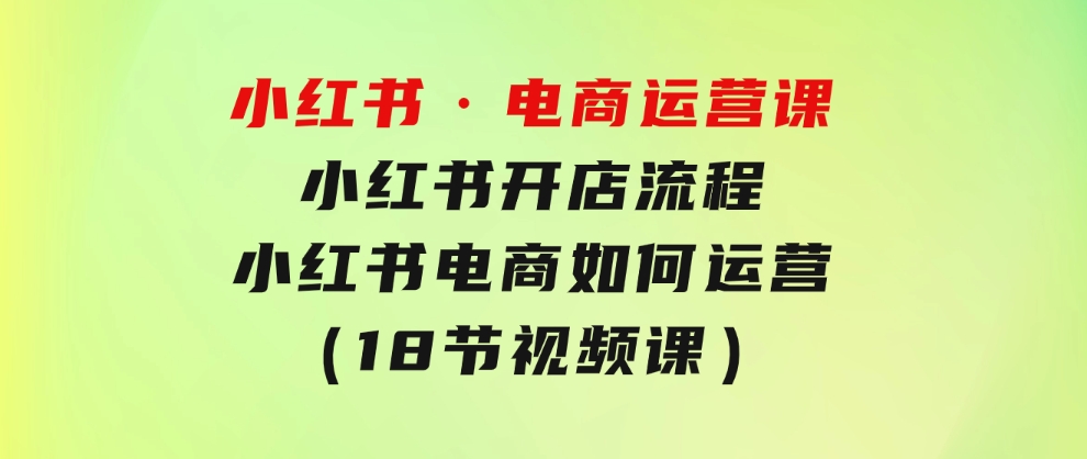 小红书·电商运营课：小红书开店流程，小红书电商如何运营（18节视频课）-柚子资源网