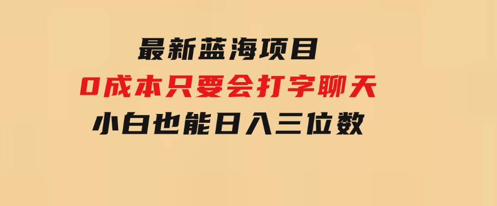 最新蓝海项目0成本只要会打字聊天小白也能日入三位数不赚钱来打我-柚子资源网