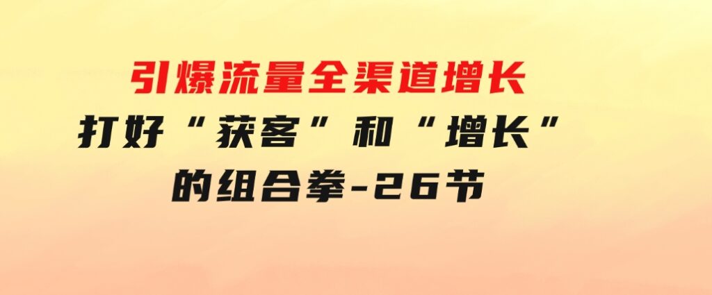 引爆流量全渠道增长，打好“获客”和“增长”的组合拳-26节-柚子资源网