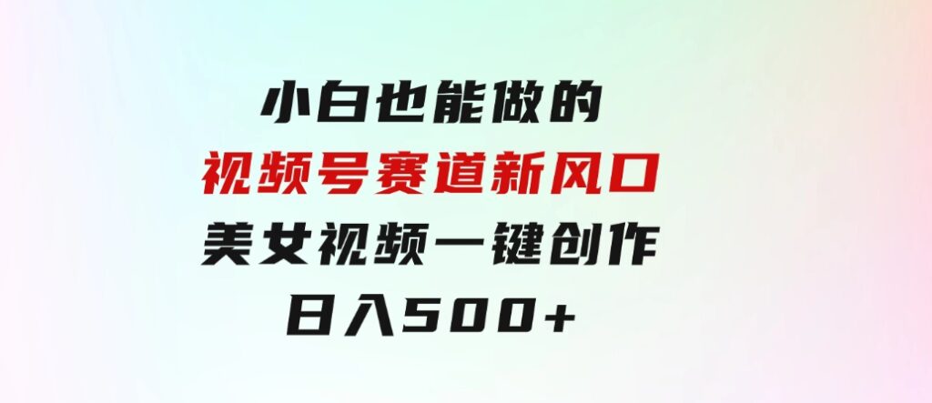 小白也能做的视频号赛道新风口，美女视频一键创作，日入500+-柚子资源网