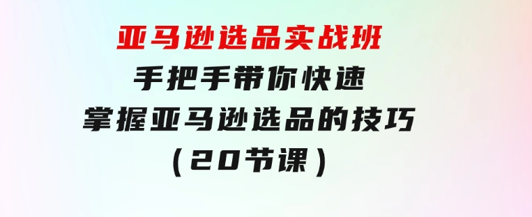 亚马逊选品实战班，手把手带你快速掌握亚马逊选品的技巧（20节课）-柚子资源网