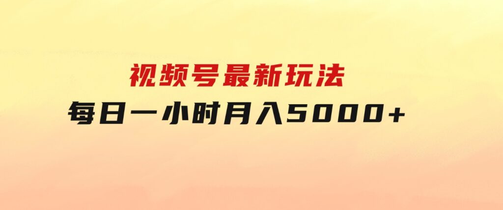 视频号最新玩法，每日一小时月入5000+-柚子资源网