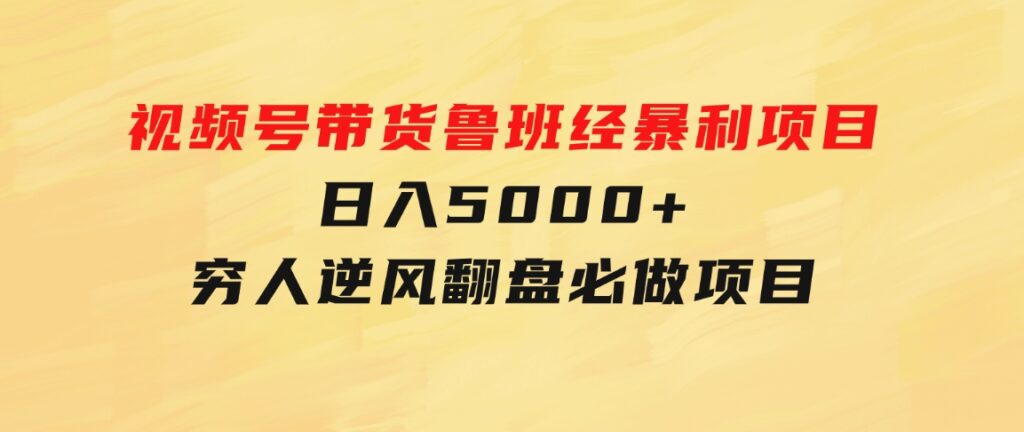 视频号带货鲁班经暴利项目，日入5000+，穷人逆风翻盘必做项目-柚子资源网