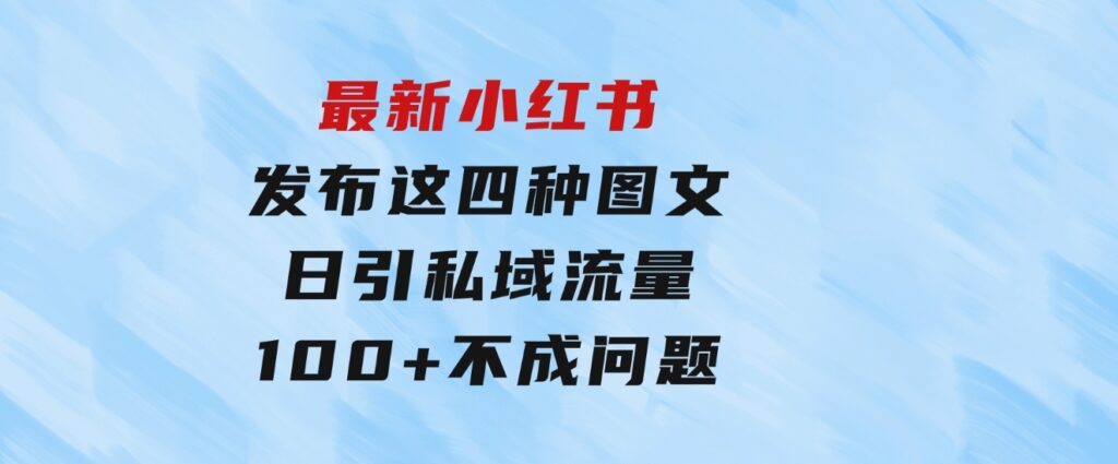 最新小红书发布这四种图文，日引私域流量100+不成问题，-柚子资源网