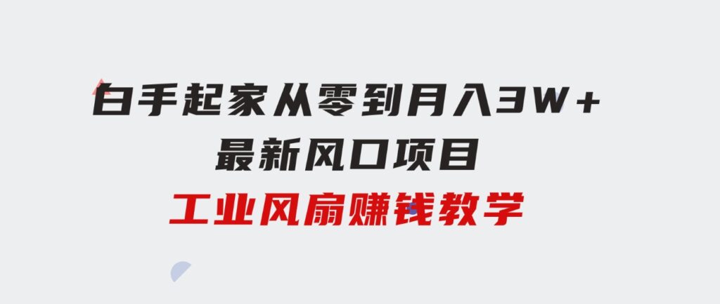 白手起家从零到月入3W+，最新风口项目-工业风扇赚钱教学-柚子资源网