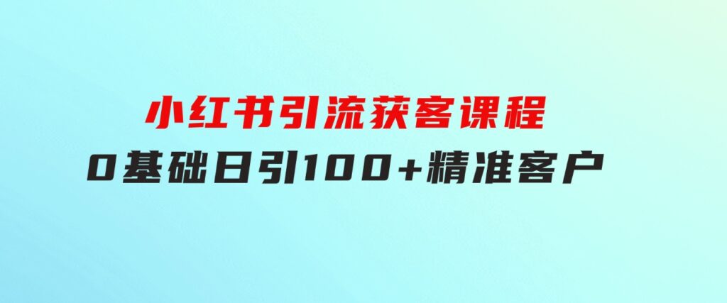 小红书引流获客课程：0基础日引100+精准客户-柚子资源网