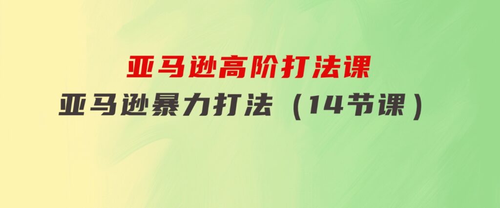 亚马逊高阶打法课，亚马逊暴力打法（14节课）-柚子资源网