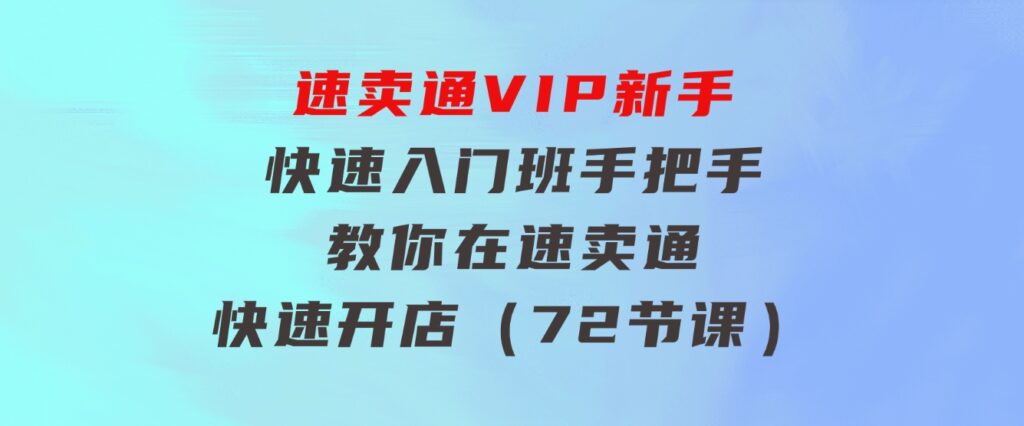 速卖通-VIP新手快速入门班，手把手教你在速卖通快速开店（72节课）-柚子资源网