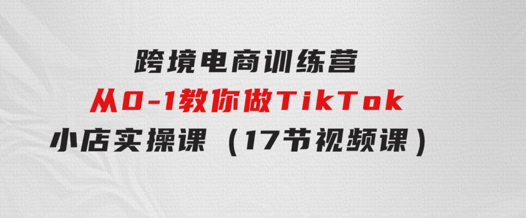 跨境电商训练营：从0-1教你做TikTok小店实操课（17节视频课）-柚子资源网