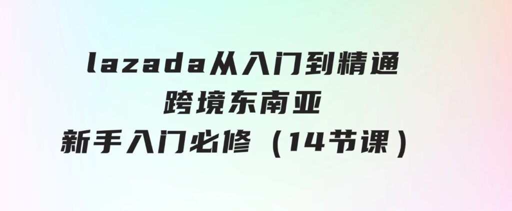 lazada从入门到精通，跨境东南亚新手入门必修（14节课）-柚子资源网