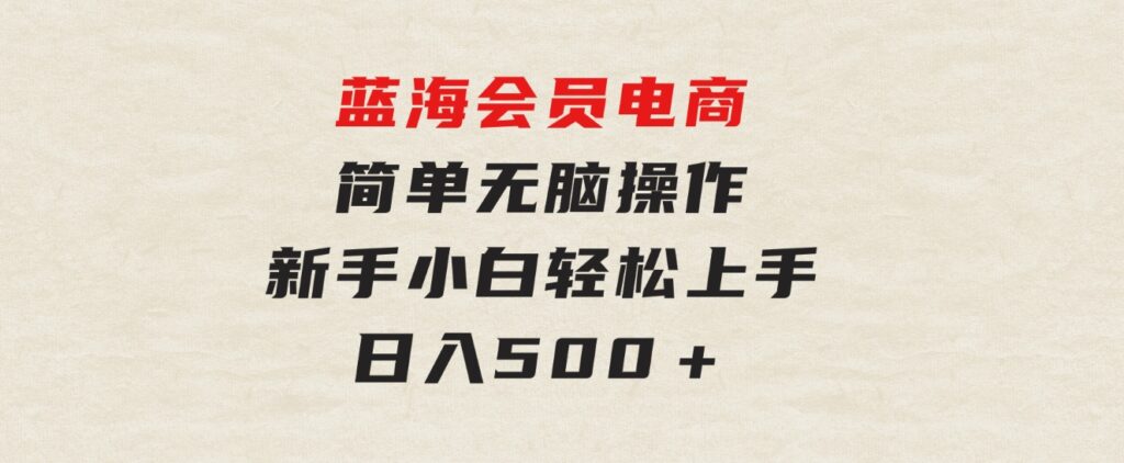 蓝海会员电商简单无脑操作新手小白轻松上手日入500＋-柚子资源网