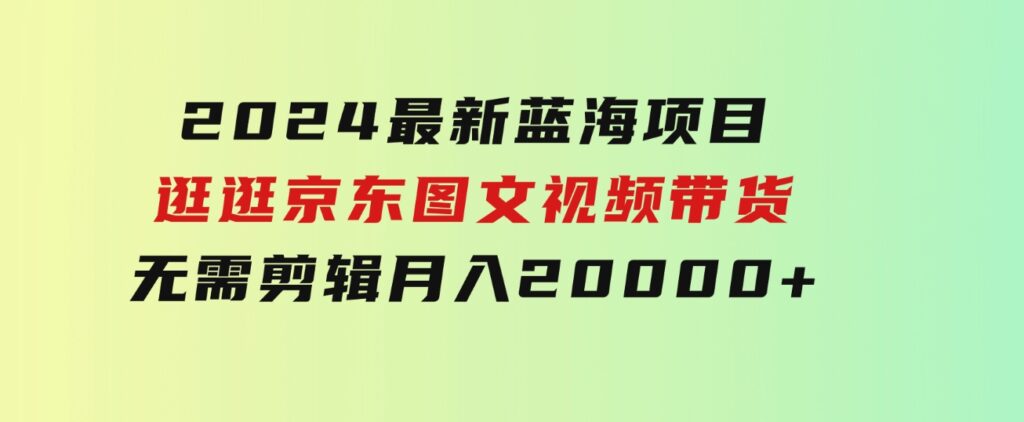 2024最新蓝海项目，逛逛京东图文视频带货，无需剪辑，月入20000+-柚子资源网