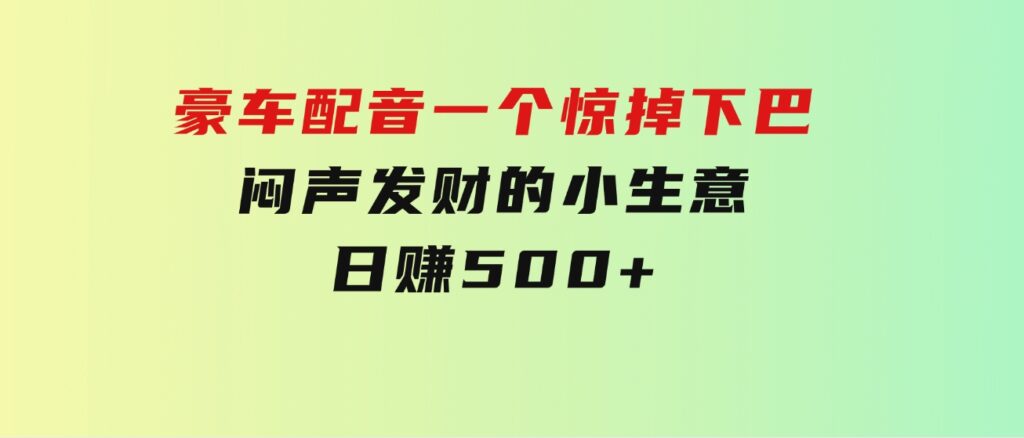 豪车配音，一个惊掉下巴，闷声发财的小生意，日赚500+-柚子资源网