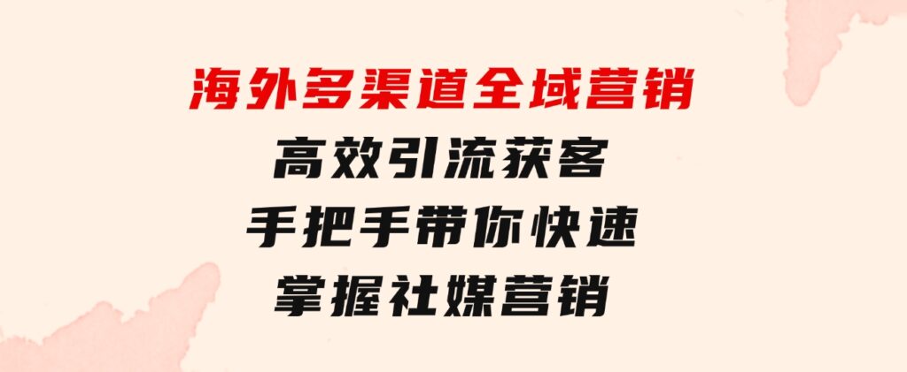 海外多渠道全域营销，高效引流获客，手把手带你快速掌握社媒营销-柚子资源网