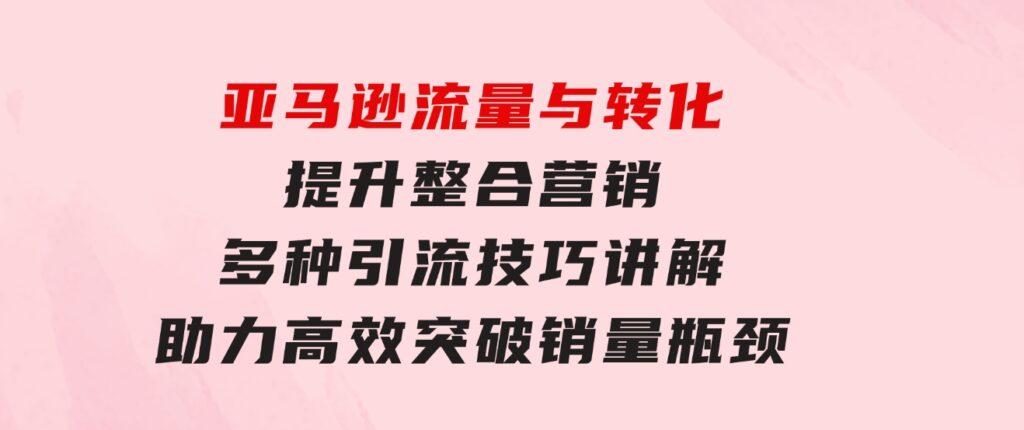 亚马逊流量与转化提升整合营销，多种引流技巧讲解助力高效突破销量瓶颈-柚子资源网