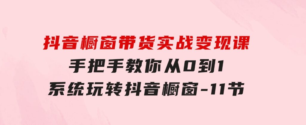 抖音橱窗带货实战变现课：手把手教你从0到1系统玩转抖音橱窗-11节-柚子资源网