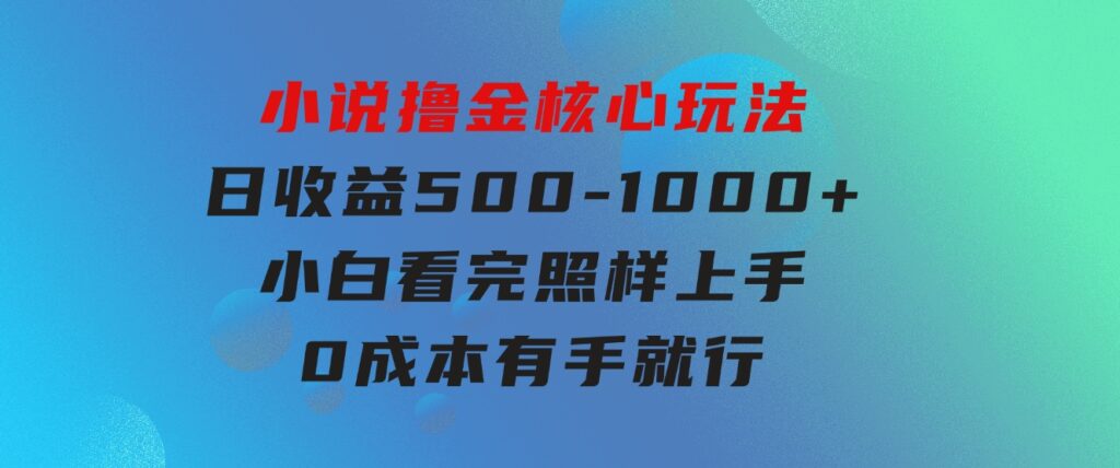 小说撸金核心玩法，日收益500-1000+，小白看完照样上手，0成本有手就行-柚子资源网