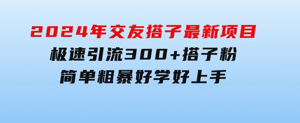 2024年交友搭子最新项目，极速引流300+搭子粉，简单粗暴，好学好上手-柚子资源网