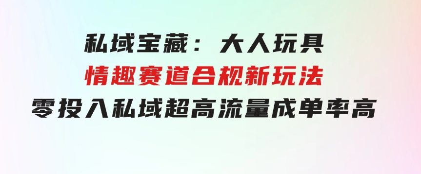 私域宝藏：大人玩具情趣赛道合规新玩法，零投入，私域超高流量成单率高-柚子资源网