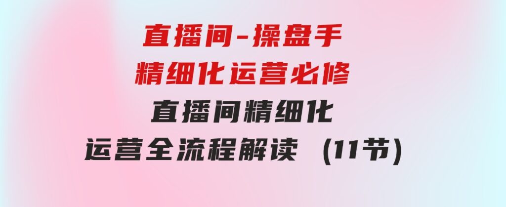 直播间-操盘手精细化运营必修，直播间精细化运营全流程解读(11节)-柚子资源网