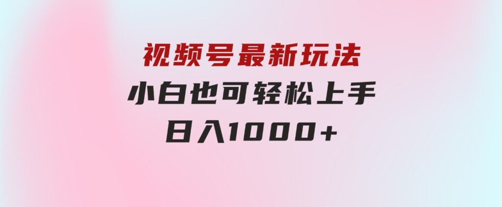 视频号最新玩法，小白也可轻松上手，日入1000+-柚子资源网