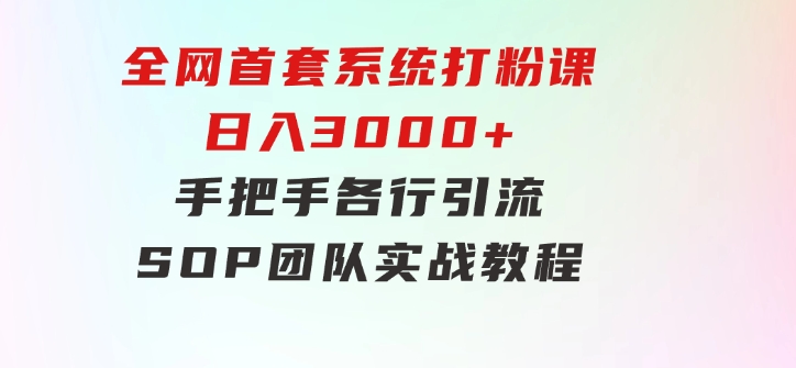 全网首套系统打粉课，日入3000+，手把手各行引流SOP团队实战教程-柚子资源网